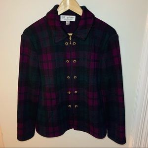 St John Plaid Zip Blazer 10